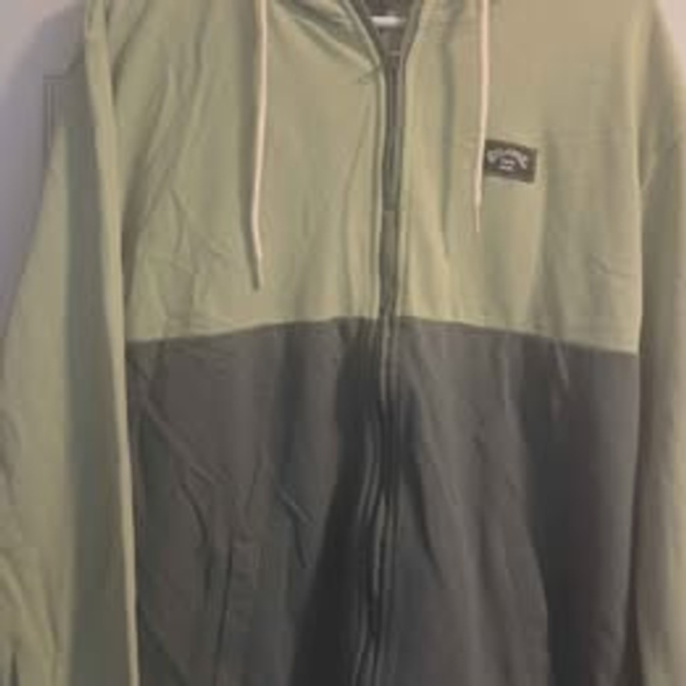 New MENS small Billabong zip up hooded hoodie green sweatshirt